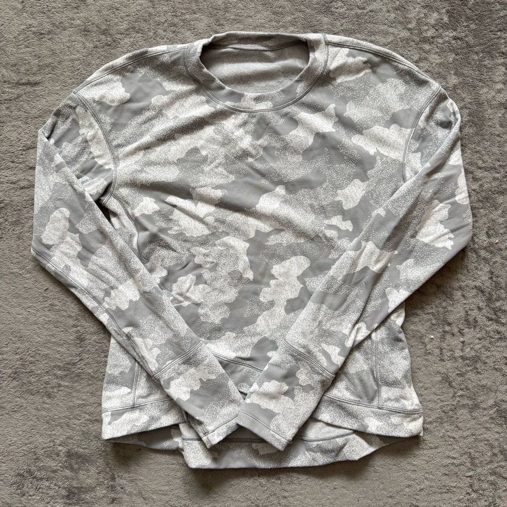 Lululemon 12 Close to Crossing Long Sleeve Running Shirt Heritage Speckle Camo